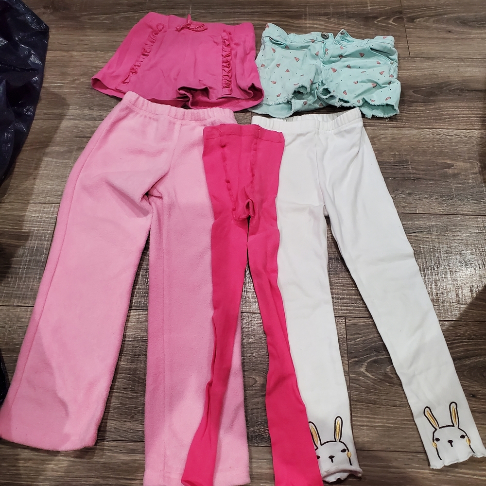 Girls Bottom Set Size 4-6T Shorts and Leggings Set 5 Pieces